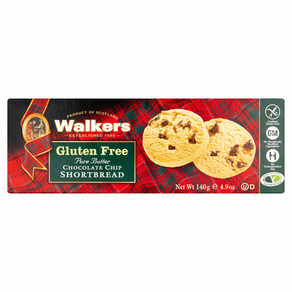 Walkers Gluten Free Pure Butter Chocolate Chip Shortbread 140g by