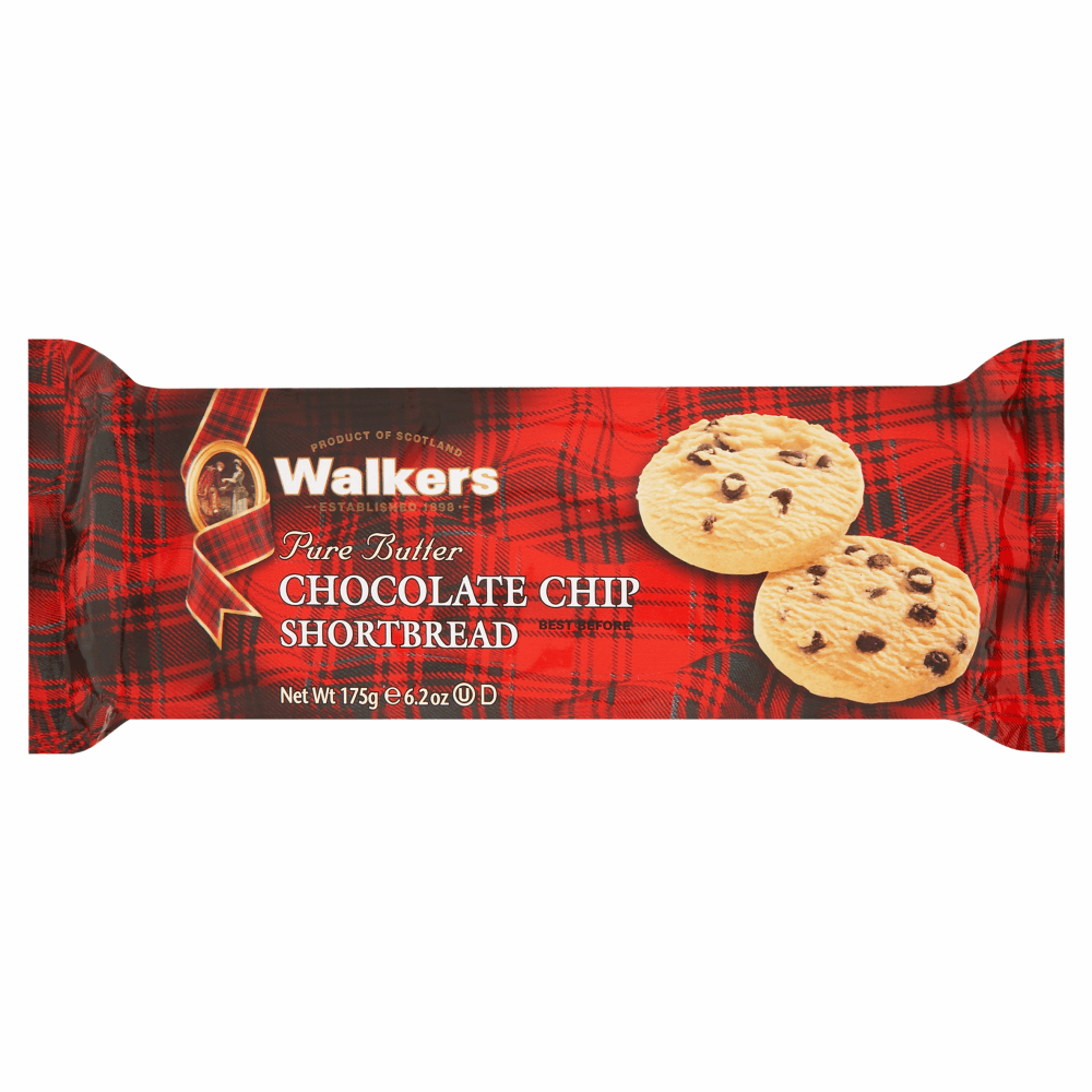 Walkers Pure Butter Chocolate Chip Shortbread 175g by British Store Online