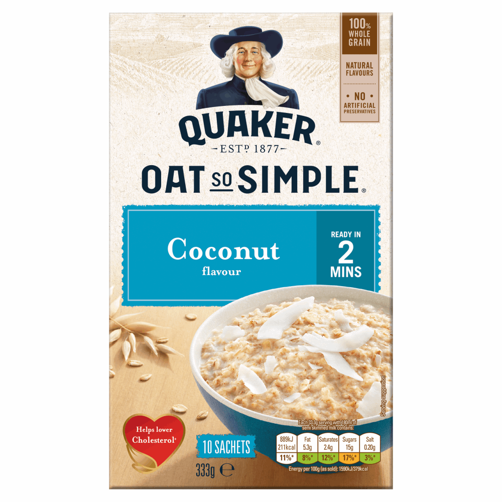 Quaker Oat So Simple Coconut Porridge 10x33.3g by British Store Online