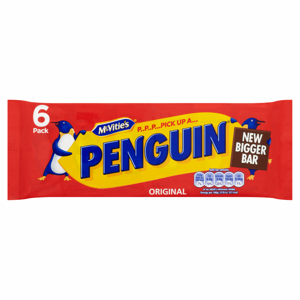 McVitie's Penguin Original Chocolate Biscuits Bars 6 x 24.6g (147.6g) by British Store Online