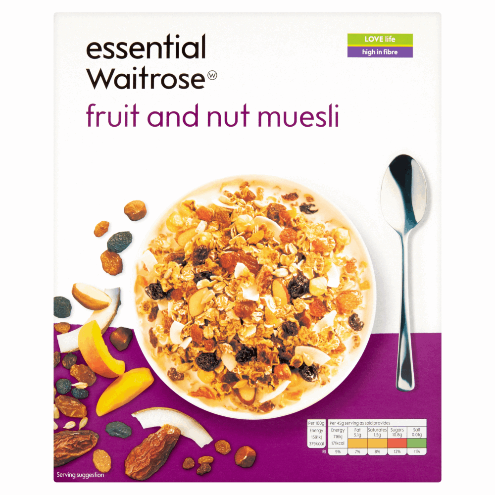 Essential Waitrose Fruit and Nut Muesli 500g by British Store Online