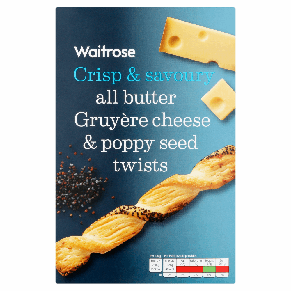 Waitrose All Butter Gruyerè Cheese & Poppy Seed Twists 125g by British