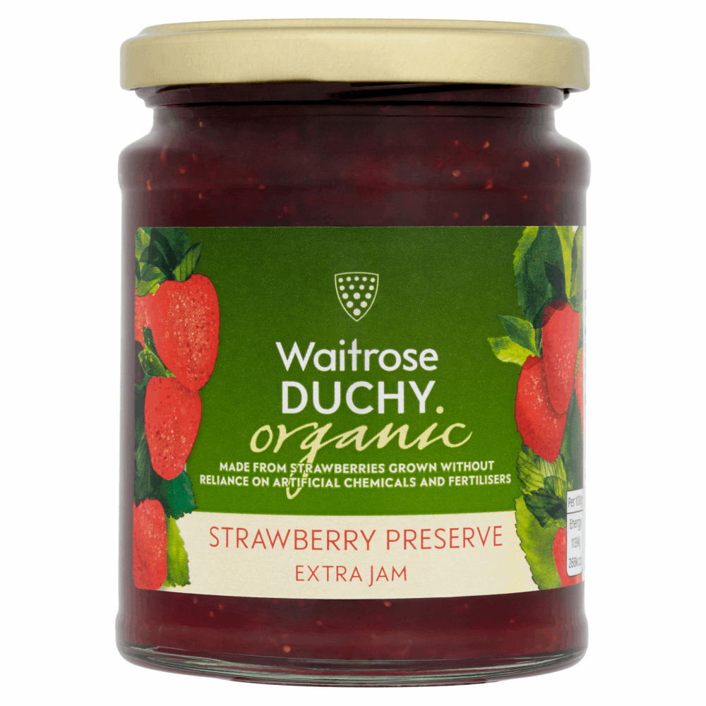 Waitrose Duchy Organic Strawberry Preserve Extra Jam 340g by British