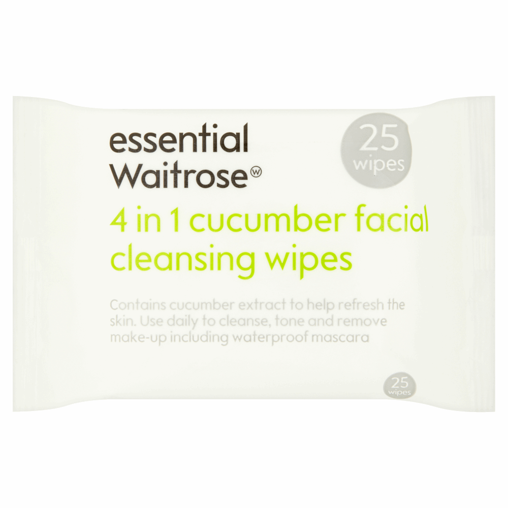 Essential Waitrose 4 in 1 Cucumber Facial Cleansing Wipes 25 Wipes by
