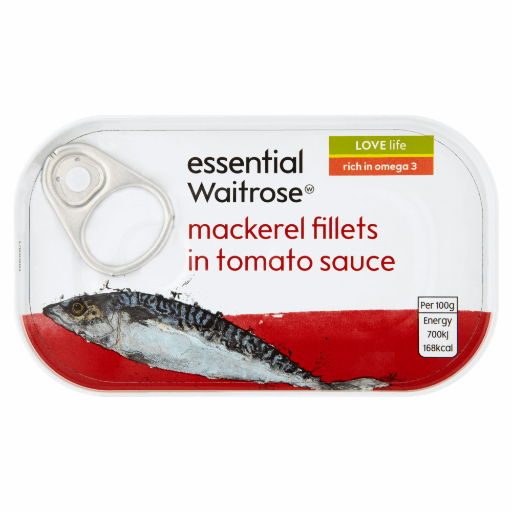 Essential Waitrose Mackerel Fillets in Tomato Sauce 125g by British