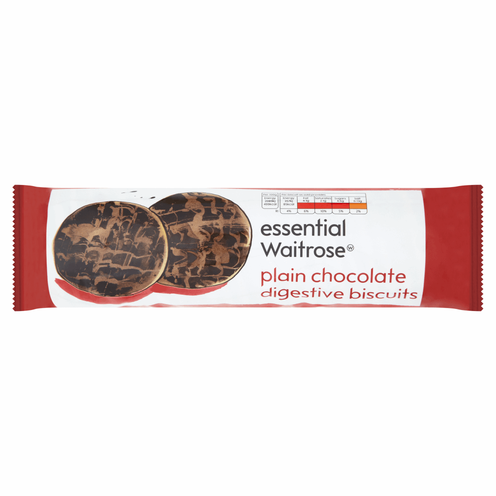 Essential Waitrose Plain Chocolate Digestive Biscuits 400g by British