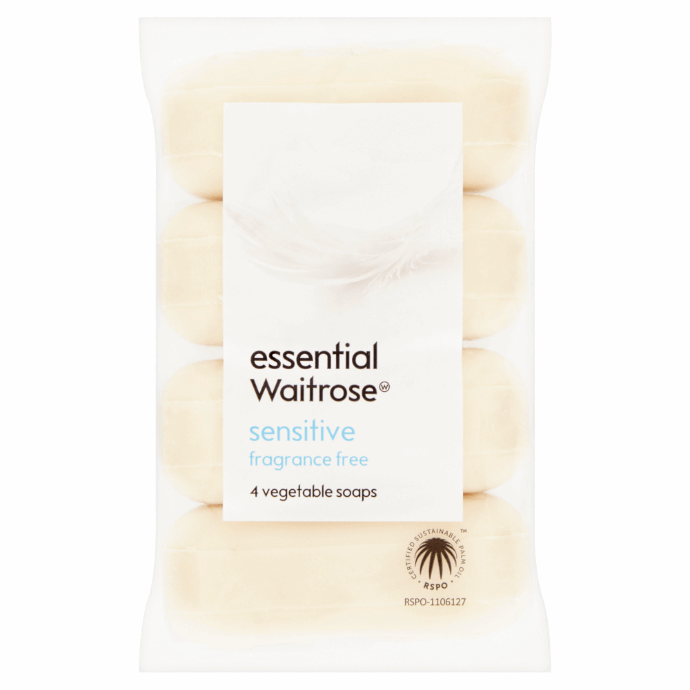Essential Waitrose Sensitive Vegetable Soaps 4 x 125g (500g) by British