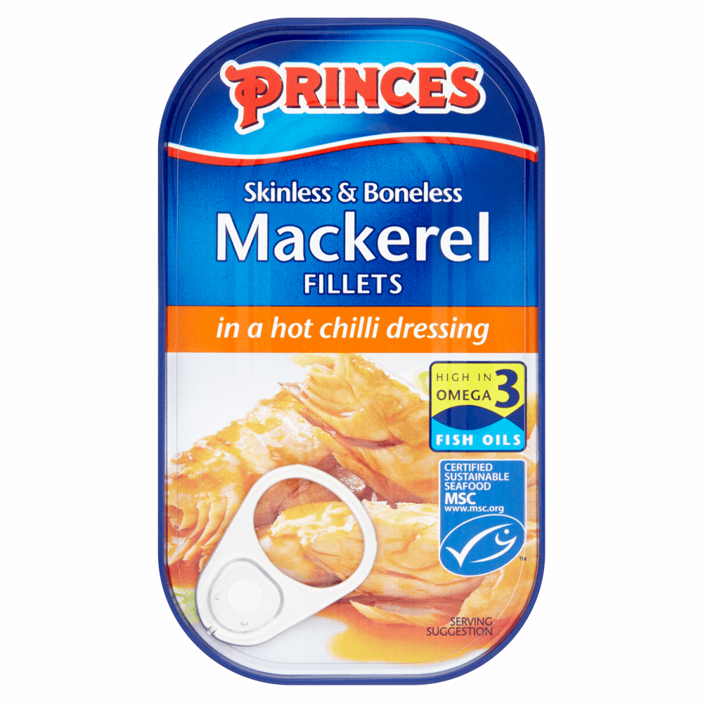 Princes Skinless and Boneless Mackerel Fillets in a Hot Chilli Dressing