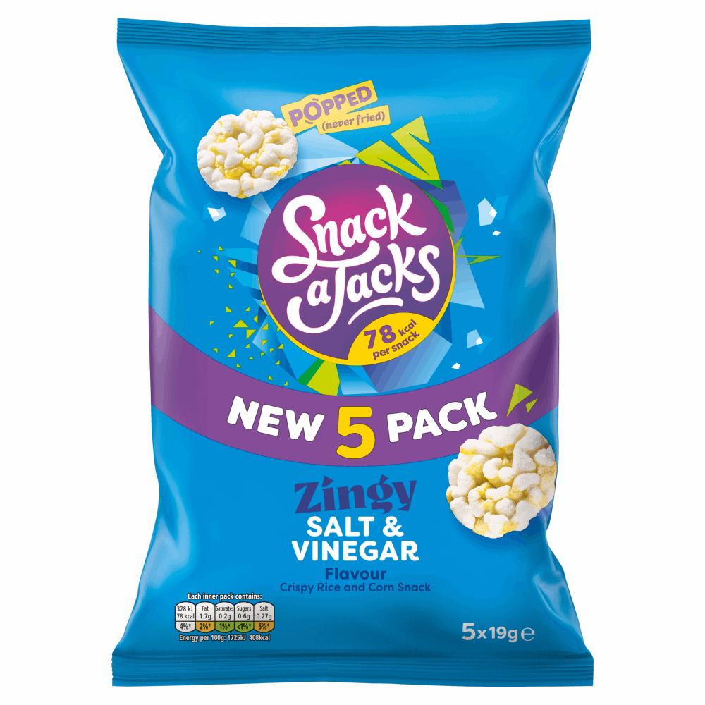 Snack A Jacks Rice Cakes Salt & Vinegar 5x19g by British Store Online