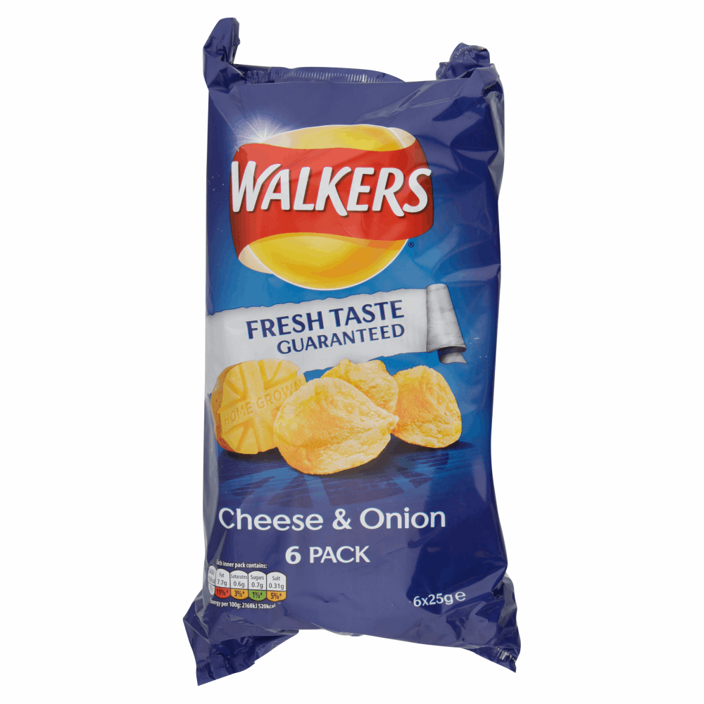 Walkers Cheese & Onion Crisps 6x25g by British Store Online