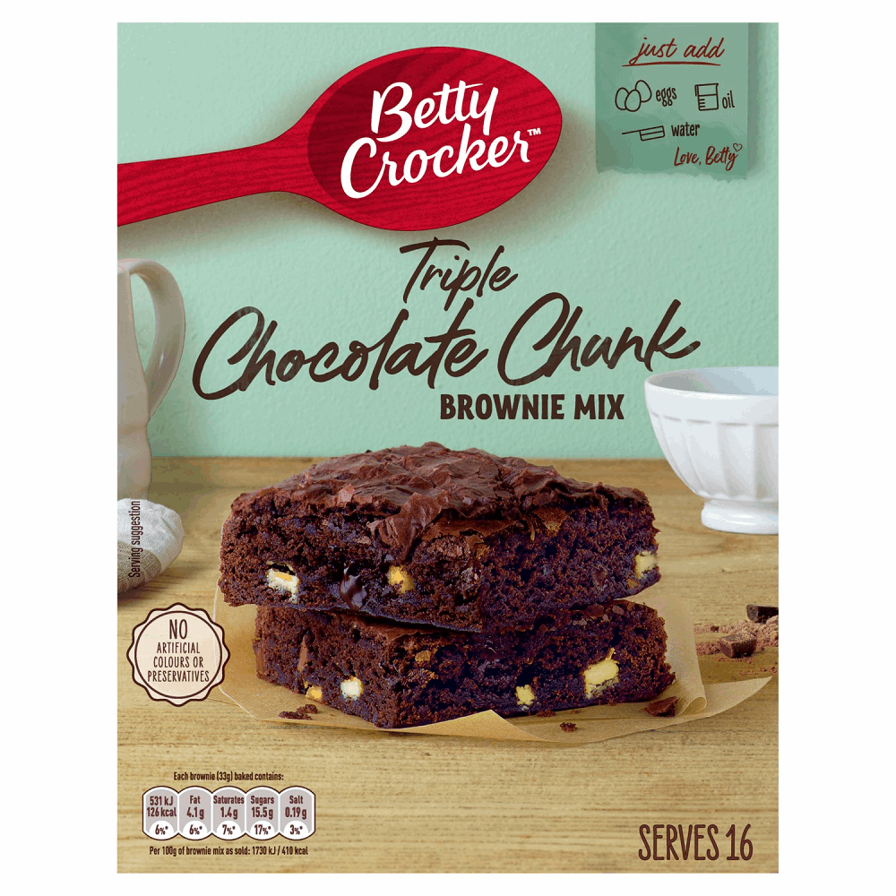 Betty Crocker Triple Chocolate Chunk Brownie Mix 415g by British Store
