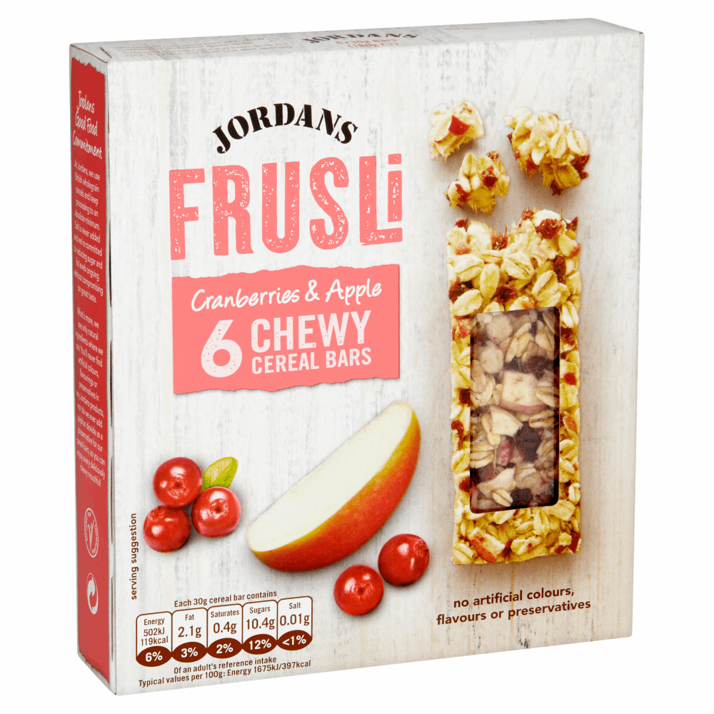 Jordans Frusli Cranberries & Apple Chewy Cereal Bars 6 x 30g (180g) by
