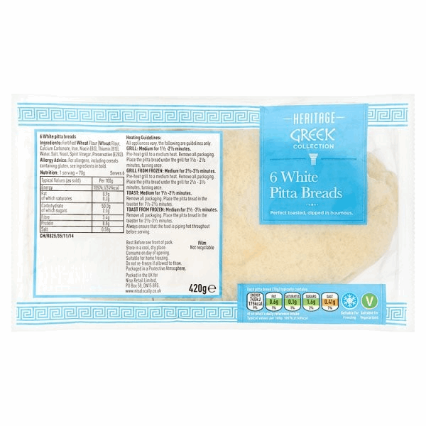 Heritage Greek Style Pitta Bread 6Pack 420g by British Store Online