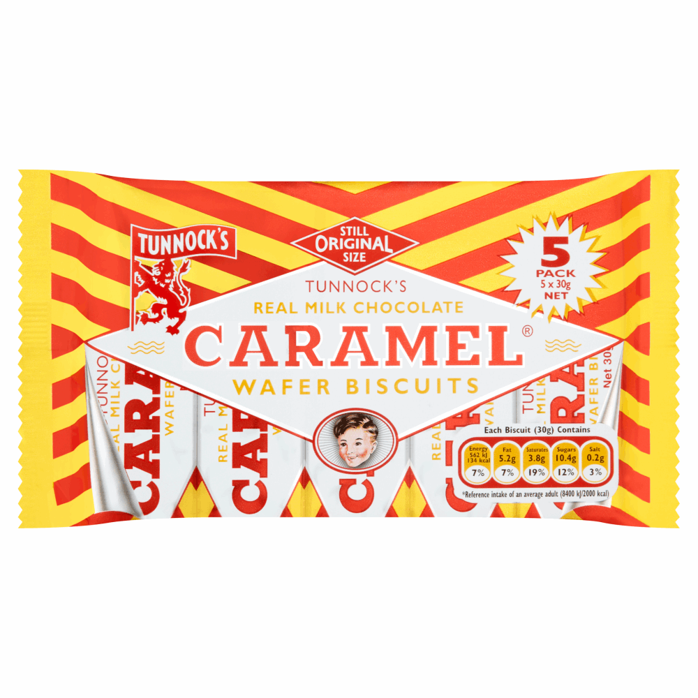 Tunnocks Milk Chocolate Caramel Wafer Biscuits Multipack, 240g