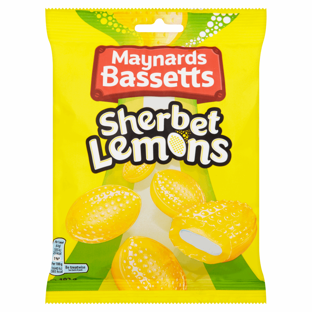 Maynards Bassetts Sherbet Lemons Sweets Bag 192g by British Store Online