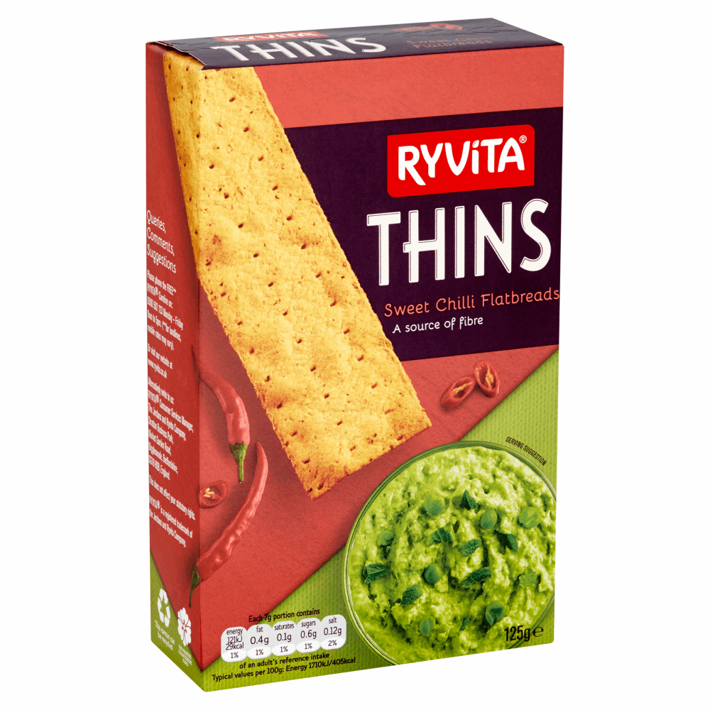 Ryvita Thins Sweet Chilli Flatbreads 125g by British Store Online