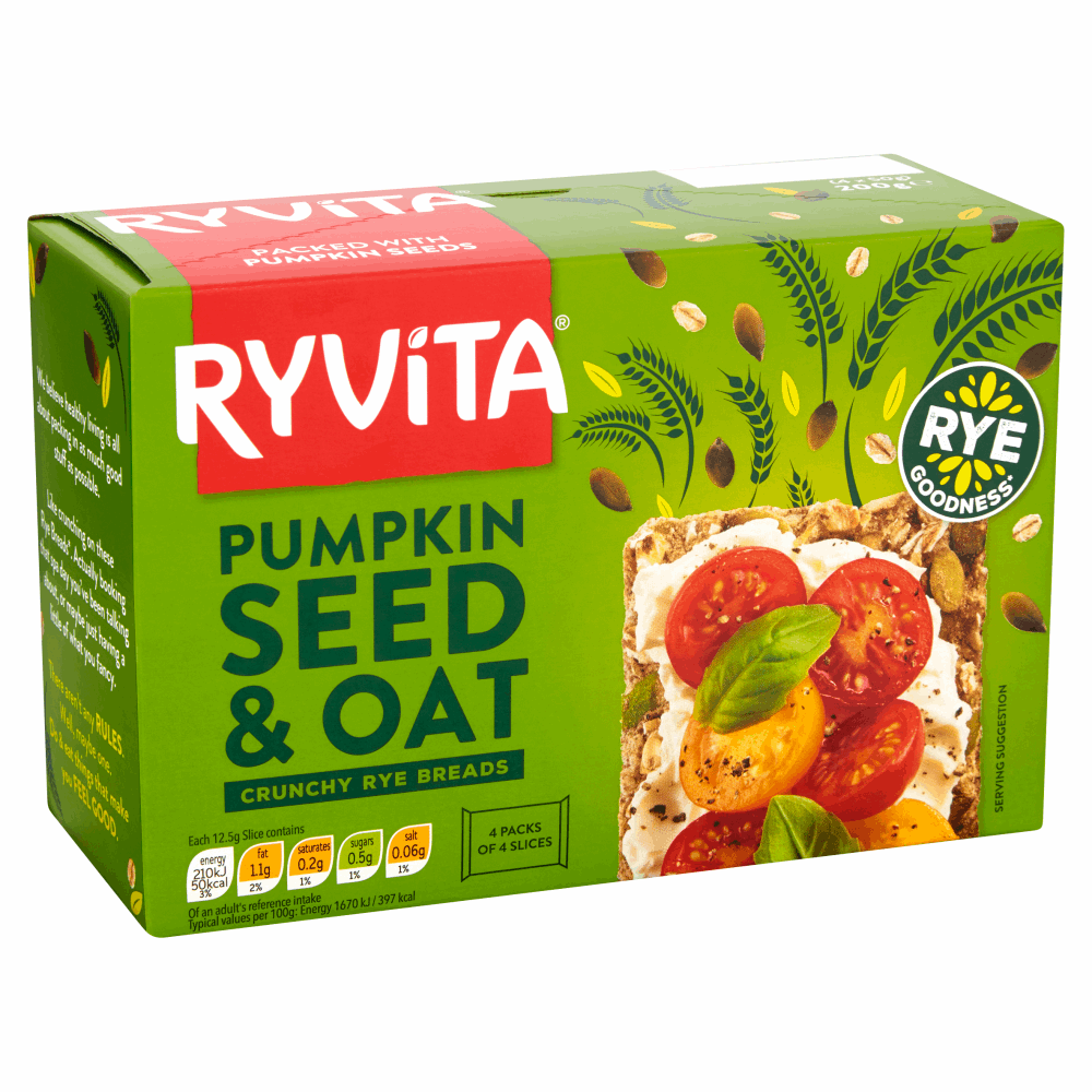 Ryvita Pumpkin Seed & Oat Crunchy Rye Breads 4 x 50g (200g) by British Store Online