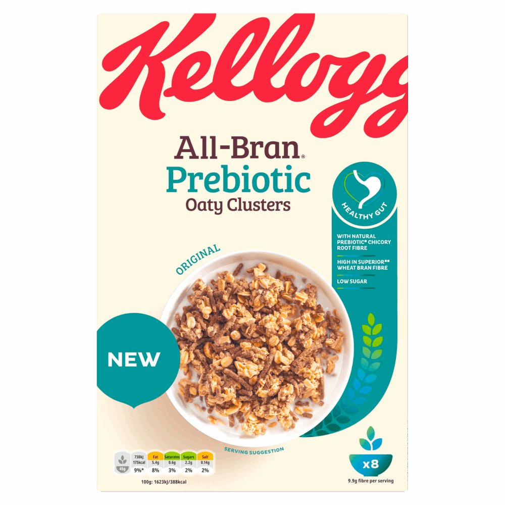 Kellogg's AllBran Prebiotic Oaty Clusters Original Cereal 380g by British Store Online