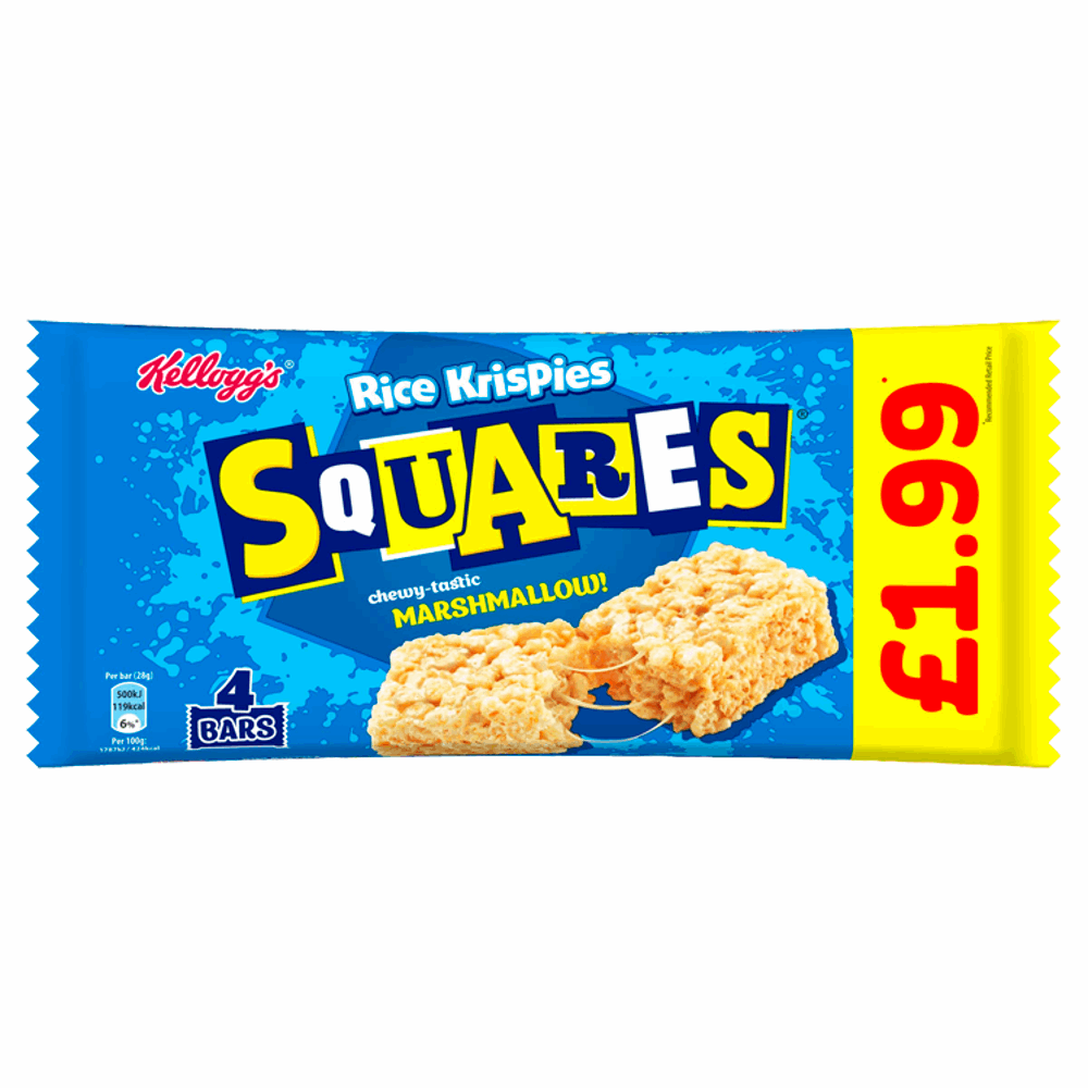 Kellogg's Rice Krispies Squares Marshmallow 4 x 28g by British Store Online