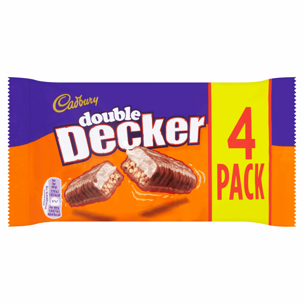 Cadbury Double Decker Chocolate Bar 4 Pack 160g by British Store Online