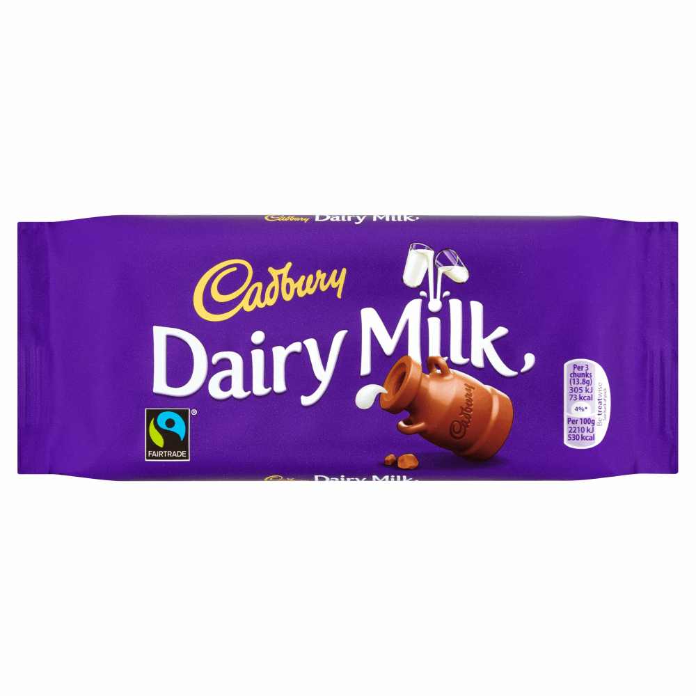 Cadbury dairy milk chocolate bar 110g by british store online