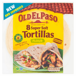 Old El Paso 8 Regular Super Soft Flour Tortillas 326g Image