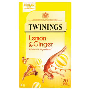 Twinings Lemon & Ginger 20 Single Tea Bags 30g Image