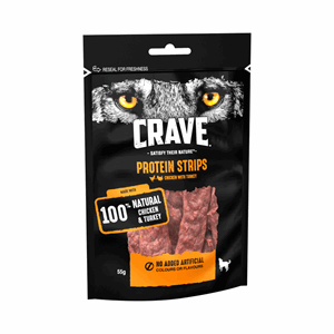 Crave Protein Strips Chicken & Turk 55g Image