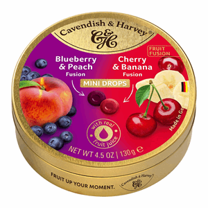 Cavendish & Harvey Fusion Blueberry & Peach and Cherry & Banana Mini Drops 130g Image