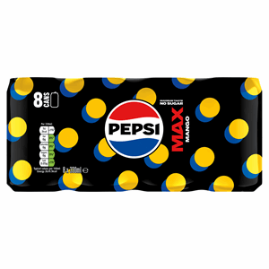 Pepsi Max Mango No Sugar Cola Cans 8 x 330ml Image