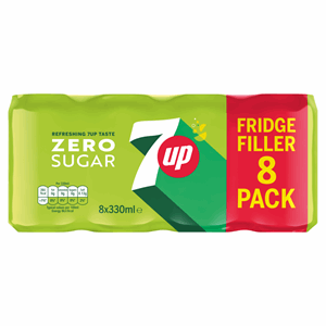 7UP Zero Sugar Free Lemon & Lime Cans 8 x 330ml Image