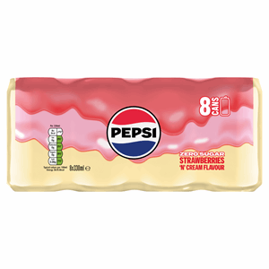 Pepsi Strawberries 'N' Cream Cans Sugar Free 8 x 330ml Image