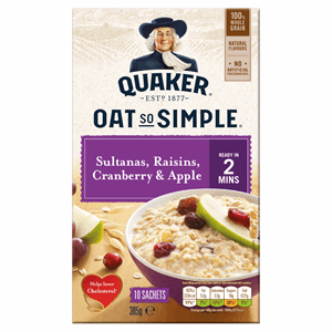 Quaker Oat So Simple Sultanas & Raisins Porridge Sachets 10x38.5g Image
