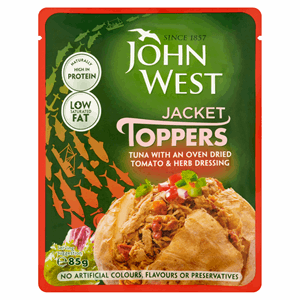 John West Jacket Toppers Tuna with an Oven Dried Tomato & Herb Dressing 85g Image