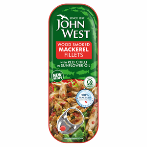John West Wood Smoked Mackerel Fillets with Red Chilli in Sunflower Oil 110g Image