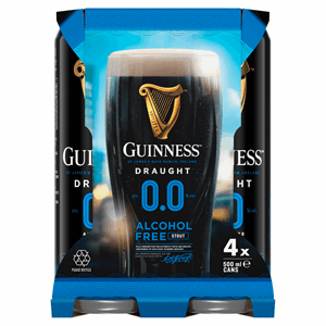 Guinness Draught 0.0% Non-Alcoholic Stout Beer 4 x 500ml Can Image