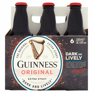 Guinness Original Extra Stout Beer 6 x 330ml Bottle Image