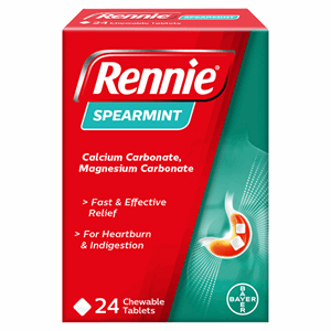 Rennie Spearmint 680mg/80mg 24 Chewable Tablets Image