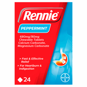 Rennie Peppermint 680mg/80mg 24 Chewable Tablets Image