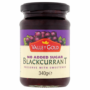Valley Gold No Added Sugar Blackcurrant Preserve with Sweetener 340g Image
