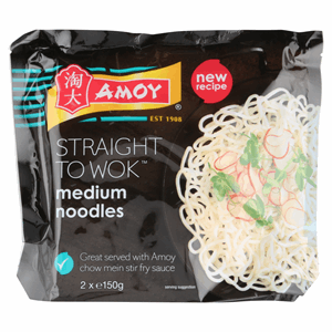 Amoy Straight to Wok Medium Noodles 2 x 150g Image