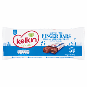Kelkin Gluten Free Finger Bars Belgian Milk Chocolate 5 x 20g Image
