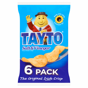 Tayto Salt & Vinegar Flavour Potato Crisps 6 x 25g Image