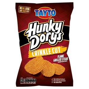 Tayto Hunky Dory Crinkle Cut Flame Grilled Steak Flavour Potato Crisps 135g Image