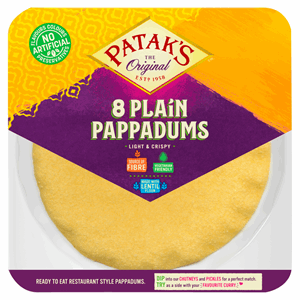 Pataks Pappadums Plain Ready To Eat 64g Image