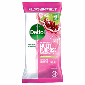 Dettol Antibacterial Multi Purpose Cleansing Wipes Pomegranate Biodegradeable 70s Image