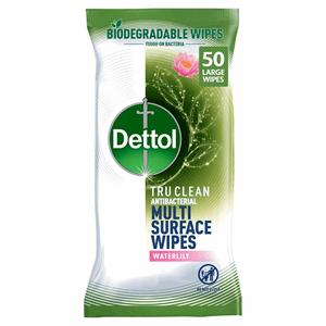 Dettol Tru Clean Antibacterial Multi Surface Wipes Waterlily 50 Wipes Image