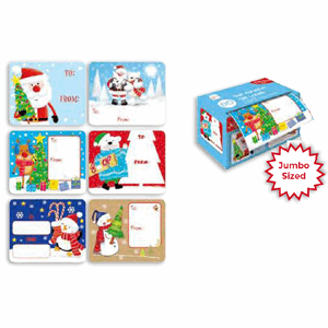Christmas Jumbo Gift Tags Self Adhesive in Dispenser 60s Image