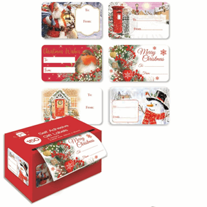 Christmas Gift Tags Traditional Self Adhesive in Dispenser 150s Image
