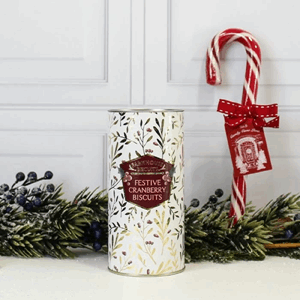 Farmhouse Biscuits White Holly Berry Tube With Festive Cranberry Biscuits 150g Image